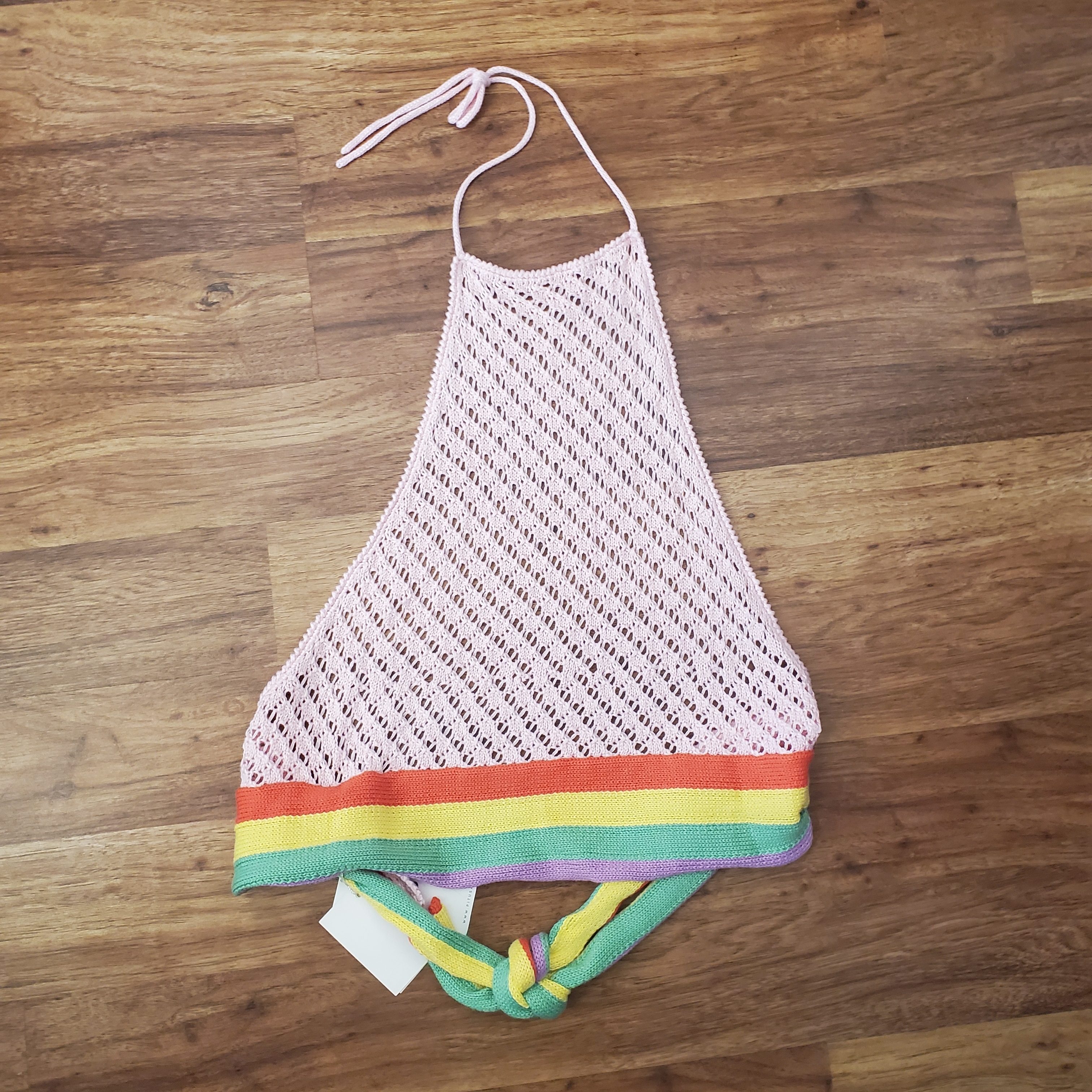 New Pitusa Crochet Rainbow Halter Top Size Petite